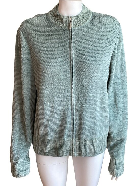 St John Sport Sweaters - St John Sport Pastel Green Full Zip Cardigan Seafoam Size L